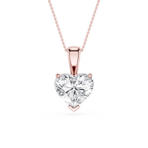 Heart Lab Grown Diamond 3 Prong Solitaire Pendant - 16 to 18 Inches