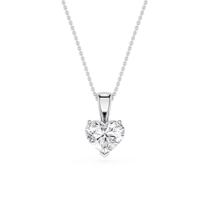 Heart Lab Grown Diamond 3 Prong Solitaire Pendant - 16 to 18 Inches