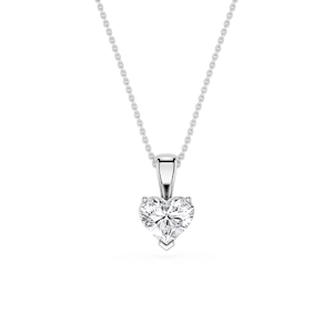 Heart Lab Grown Diamond 3 Prong Solitaire Pendant - 16 to 18 Inches