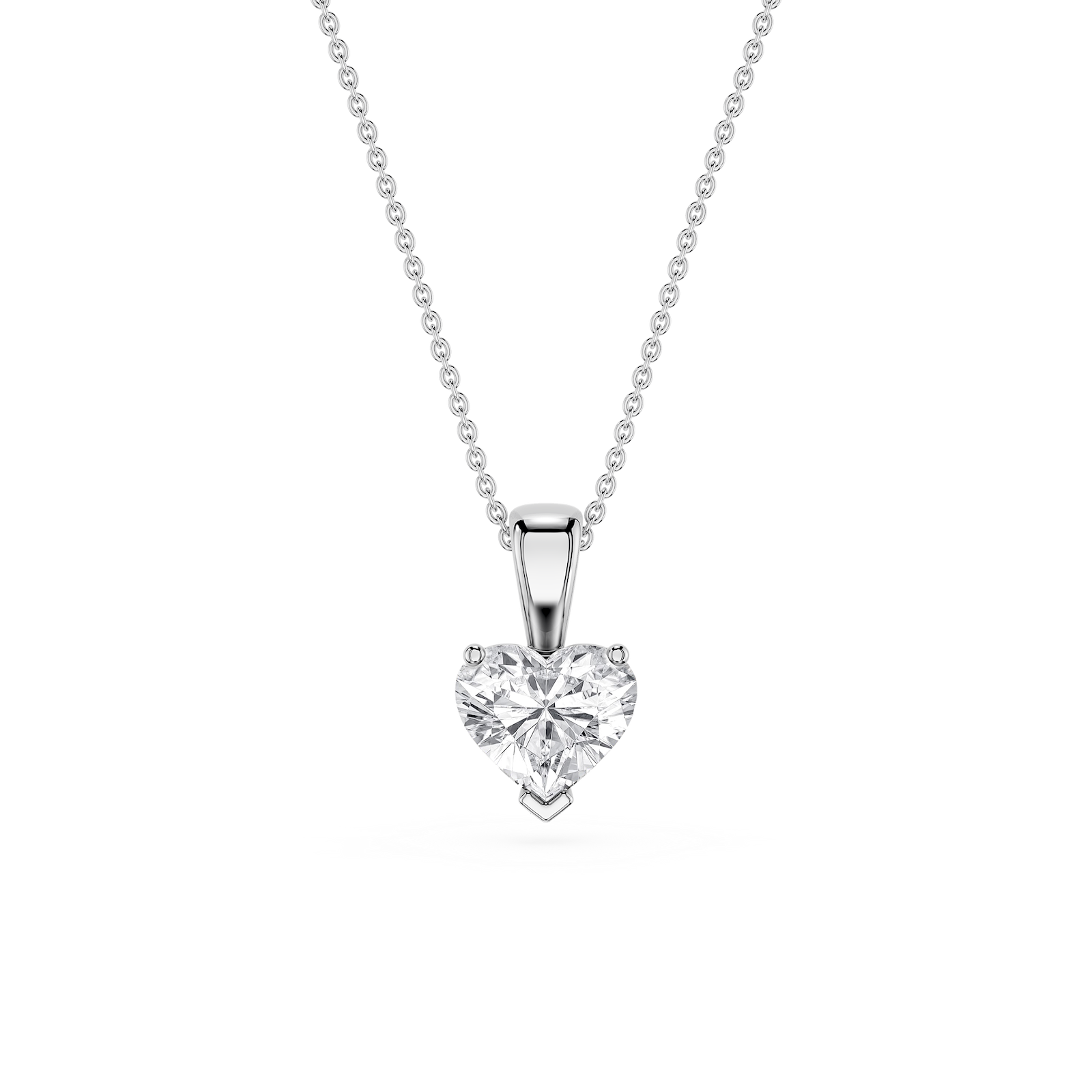 Heart Lab Grown Diamond 3 Prong Solitaire Pendant - 16 to 18 Inches