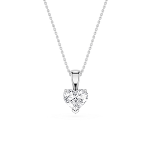 Heart Lab Grown Diamond 3 Prong Solitaire Pendant - 16 to 18 Inches