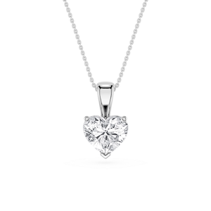 Heart Lab Grown Diamond 3 Prong Solitaire Pendant - 16 to 18 Inches