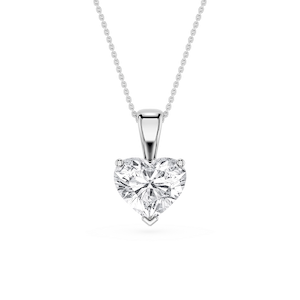Heart Lab Grown Diamond 3 Prong Solitaire Pendant - 16 to 18 Inches