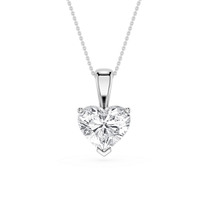 Heart Lab Grown Diamond 3 Prong Solitaire Pendant - 16 to 18 Inches