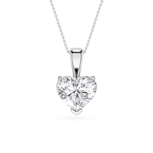 Heart Lab Grown Diamond 3 Prong Solitaire Pendant - 16 to 18 Inches