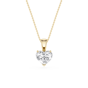 Heart Lab Grown Diamond 3 Prong Solitaire Pendant - 16 to 18 Inches