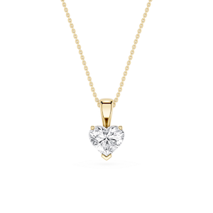 Heart Lab Grown Diamond 3 Prong Solitaire Pendant - 16 to 18 Inches