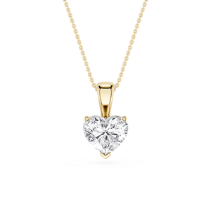 Heart Lab Grown Diamond 3 Prong Solitaire Pendant - 16 to 18 Inches