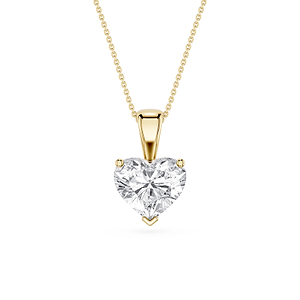 Heart Lab Grown Diamond 3 Prong Solitaire Pendant - 16 to 18 Inches