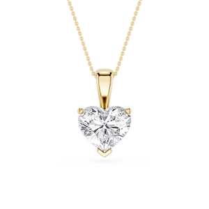 Heart Lab Grown Diamond 3 Prong Solitaire Pendant - 16 to 18 Inches