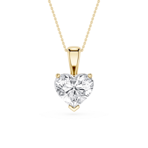 Heart Lab Grown Diamond 3 Prong Solitaire Pendant - 16 to 18 Inches