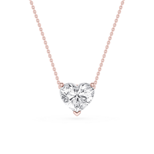 Heart Lab Grown Diamond 3 Prong Solitaire Slider Pendant - 16 to 18 Inches