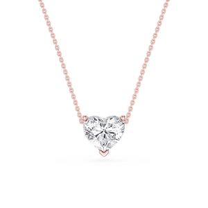 Heart Lab Grown Diamond 3 Prong Solitaire Slider Pendant - 16 to 18 Inches