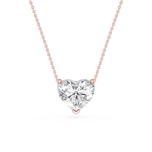 Heart Lab Grown Diamond 3 Prong Solitaire Slider Pendant - 16 to 18 Inches