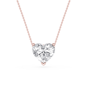Heart Lab Grown Diamond 3 Prong Solitaire Slider Pendant - 16 to 18 Inches