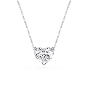 Heart Lab Grown Diamond 3 Prong Solitaire Slider Pendant - 16 to 18 Inches