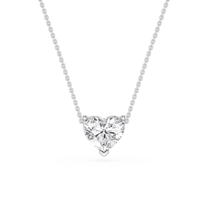 Heart Lab Grown Diamond 3 Prong Solitaire Slider Pendant - 16 to 18 Inches