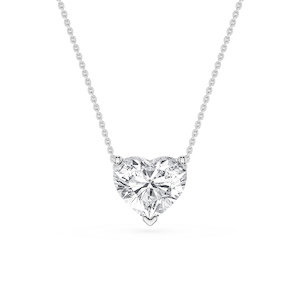 Heart Lab Grown Diamond 3 Prong Solitaire Slider Pendant - 16 to 18 Inches