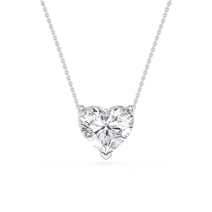 Heart Lab Grown Diamond 3 Prong Solitaire Slider Pendant - 16 to 18 Inches