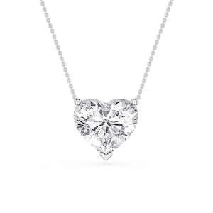 Heart Lab Grown Diamond 3 Prong Solitaire Slider Pendant - 16 to 18 Inches