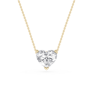 Heart Lab Grown Diamond 3 Prong Solitaire Slider Pendant - 16 to 18 Inches