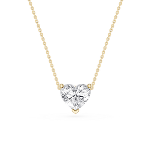 Heart Lab Grown Diamond 3 Prong Solitaire Slider Pendant - 16 to 18 Inches