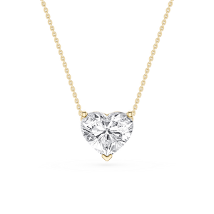Heart Lab Grown Diamond 3 Prong Solitaire Slider Pendant - 16 to 18 Inches