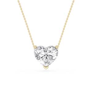 Heart Lab Grown Diamond 3 Prong Solitaire Slider Pendant - 16 to 18 Inches