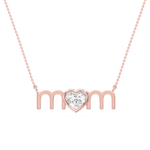 Heart Lab Grown Diamond Bezel Mom Pendant - 16 to 18 Inches