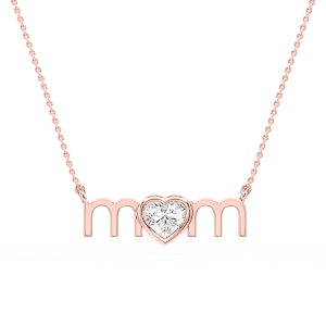 Heart Lab Grown Diamond Bezel Mom Pendant - 16 to 18 Inches