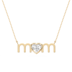 Heart Lab Grown Diamond Bezel Mom Pendant - 16 to 18 Inches