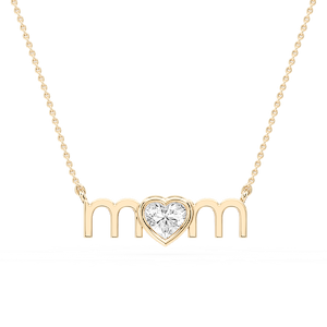 Heart Lab Grown Diamond Bezel Mom Pendant - 16 to 18 Inches