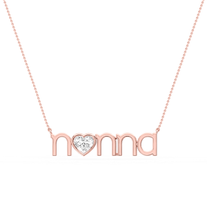 Heart Lab Grown Diamond Bezel Nonna Pendant - 16 to 18 Inches