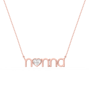 Heart Lab Grown Diamond Bezel Nonna Pendant - 16 to 18 Inches