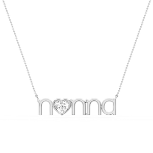 Heart Lab Grown Diamond Bezel Nonna Pendant - 16 to 18 Inches