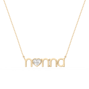 Heart Lab Grown Diamond Bezel Nonna Pendant - 16 to 18 Inches