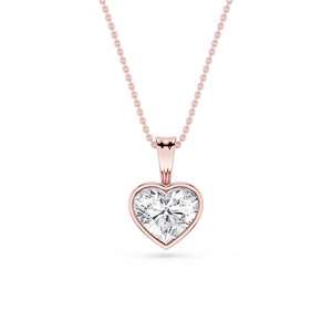 Heart Lab Grown Diamond Bezel Set Bail Solitaire Pendant - 16 to 18 Inches