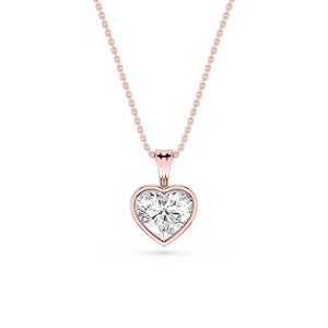 Heart Lab Grown Diamond Bezel Set Bail Solitaire Pendant - 16 to 18 Inches