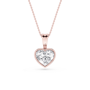 Heart Lab Grown Diamond Bezel Set Bail Solitaire Pendant - 16 to 18 Inches