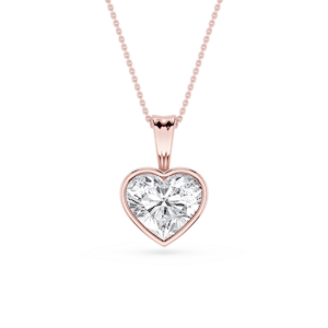 Heart Lab Grown Diamond Bezel Set Bail Solitaire Pendant - 16 to 18 Inches