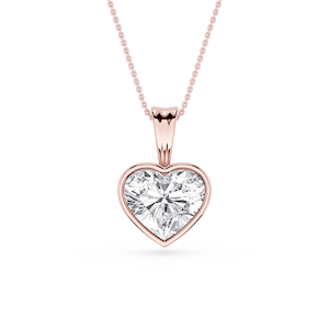 Heart Lab Grown Diamond Bezel Set Bail Solitaire Pendant - 16 to 18 Inches