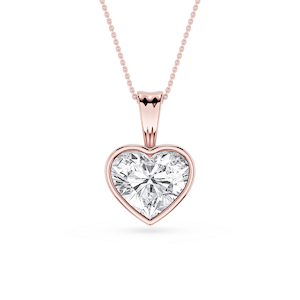 Heart Lab Grown Diamond Bezel Set Bail Solitaire Pendant - 16 to 18 Inches