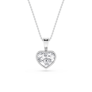 Heart Lab Grown Diamond Bezel Set Bail Solitaire Pendant - 16 to 18 Inches