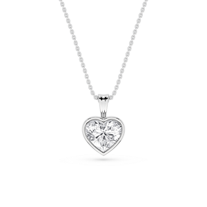 Heart Lab Grown Diamond Bezel Set Bail Solitaire Pendant - 16 to 18 Inches