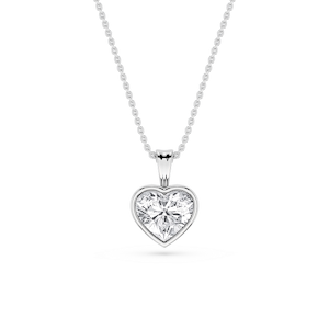 Heart Lab Grown Diamond Bezel Set Bail Solitaire Pendant - 16 to 18 Inches