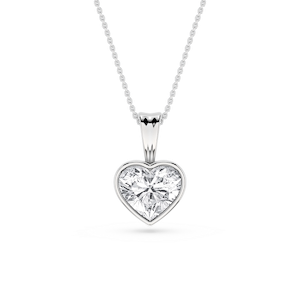 Heart Lab Grown Diamond Bezel Set Bail Solitaire Pendant - 16 to 18 Inches