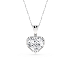 Heart Lab Grown Diamond Bezel Set Bail Solitaire Pendant - 16 to 18 Inches