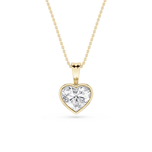 Heart Lab Grown Diamond Bezel Set Bail Solitaire Pendant - 16 to 18 Inches