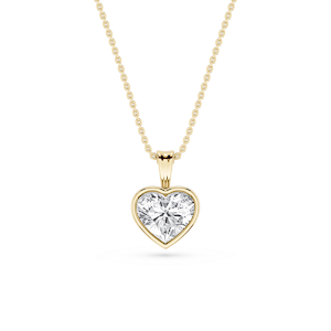 Heart Lab Grown Diamond Bezel Set Bail Solitaire Pendant - 16 to 18 Inches