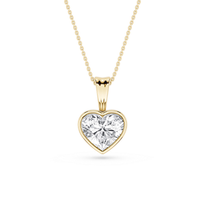 Heart Lab Grown Diamond Bezel Set Bail Solitaire Pendant - 16 to 18 Inches